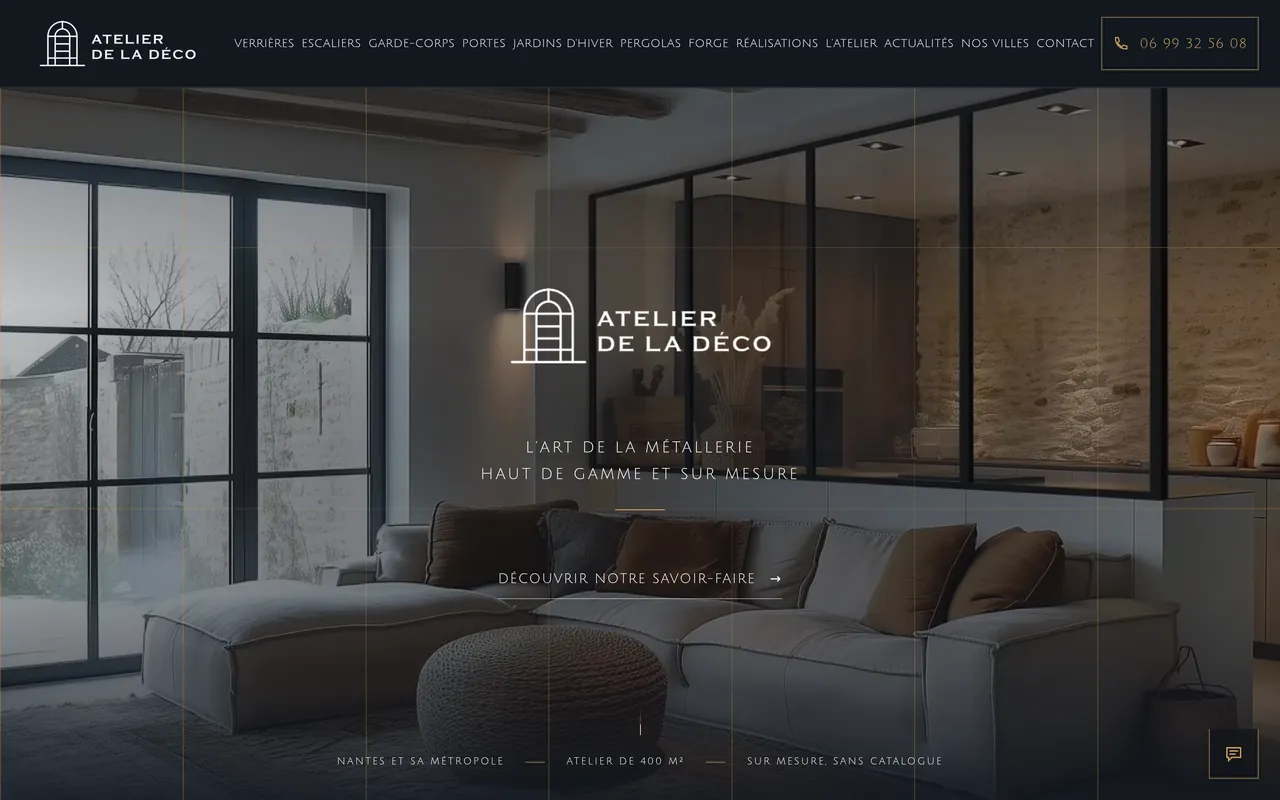 Le site d’Atelier de la Déco, métallerie d’art sur mesure, Nantes, réalisé par Odratta