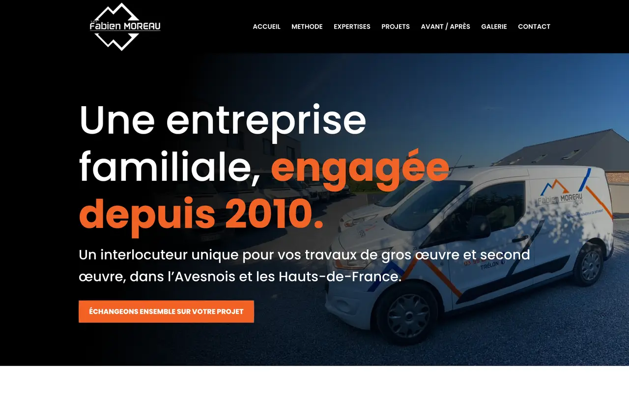 Le site de Fabien Moreau, gros œuvre et second œuvre, Trélon, réalisé par Odratta