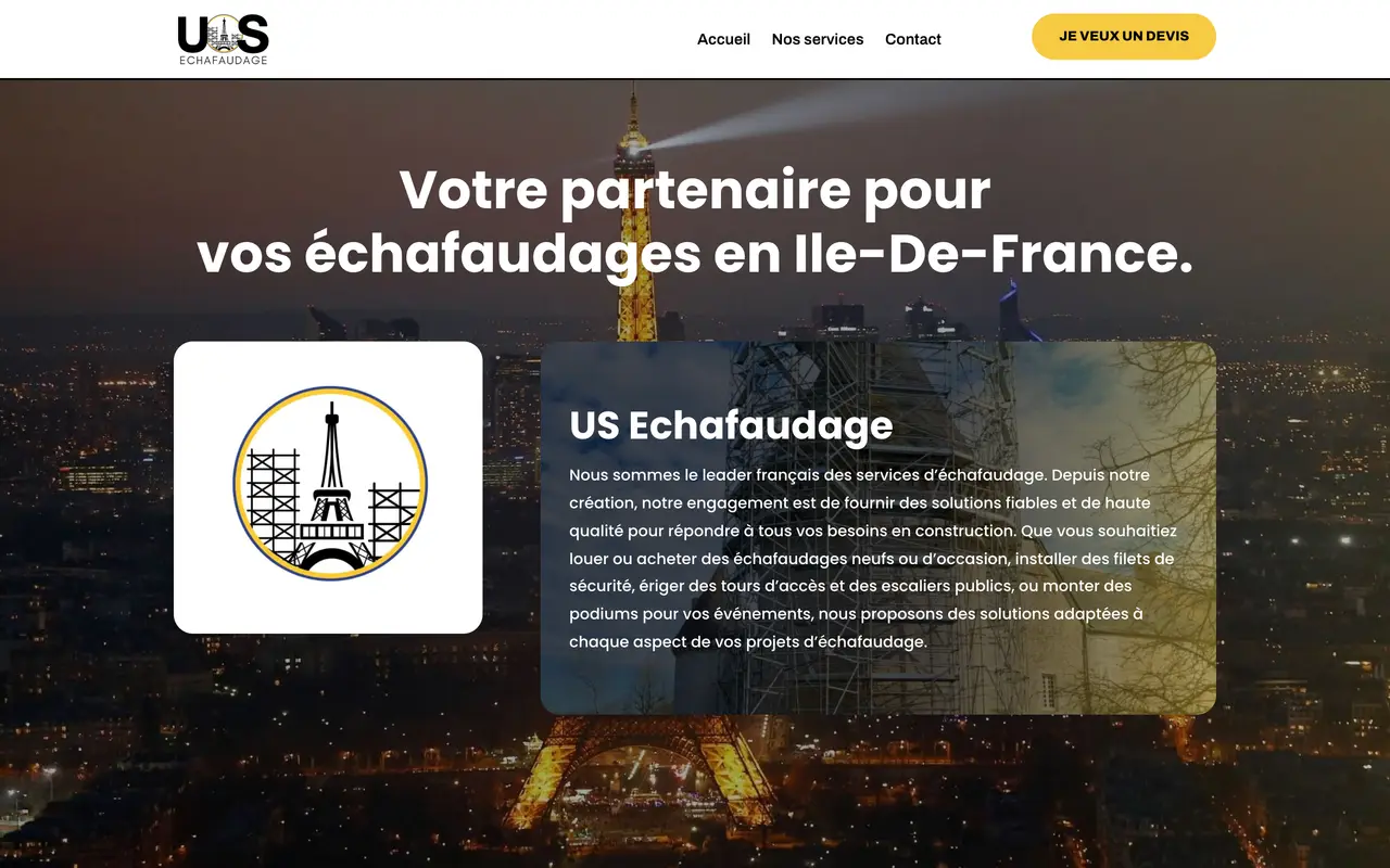 Le site d’US Échafaudage, montage et location d’échafaudages, Évry, réalisé par Odratta